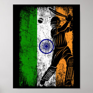 Poster Drapeau de l'Inde Maillot de cricket indien Fan Jo