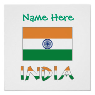Poster Drapeau de l'Inde personnalisé avec nom