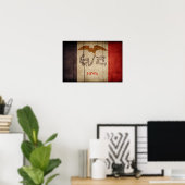 Poster Drapeau de l'Iowa en bois robuste (Bureau à domicile)