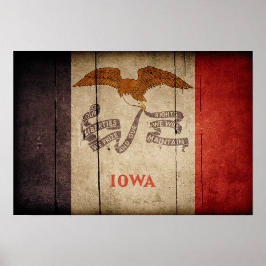 Poster Drapeau de l'Iowa en bois robuste (Devant)