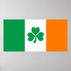 Poster Drapeau de l'Irlande Shamrock