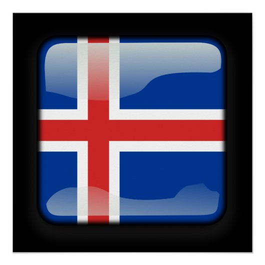 Poster Drapeau de l'Islande (Devant)