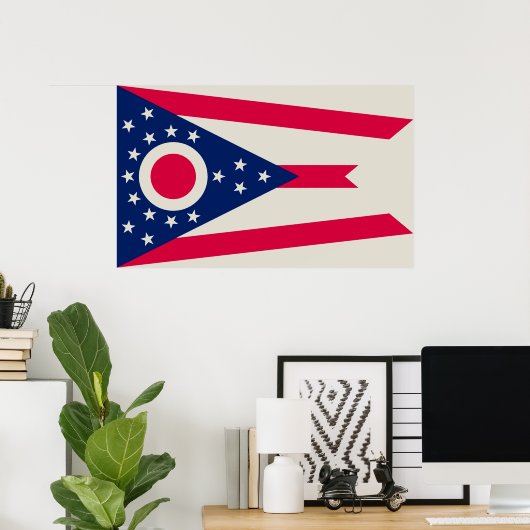 Poster Drapeau de l'Ohio : la bannière Buckeye State (Bureau à domicile)