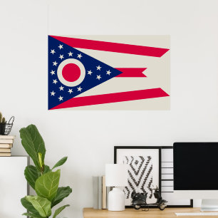 Poster Drapeau de l'Ohio : La Bannière de l'État du Bucke