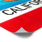 Poster Drapeau de l'ours de surf de Californie (Coin)
