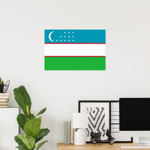 Poster Drapeau de l'Ouzbékistan