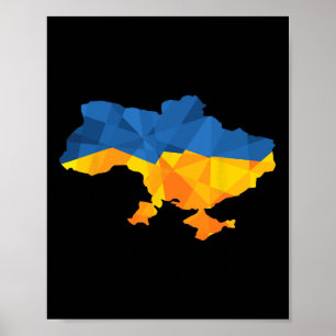 Poster Drapeau de l'Ukraine Emblème Carte Patriote pour h