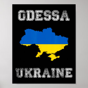 Poster Drapeau de l'Ukraine en détresse Odessa Ukraine Ré
