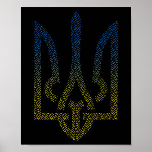 Poster Drapeau de l'Ukraine et trident ukrainien Je suis