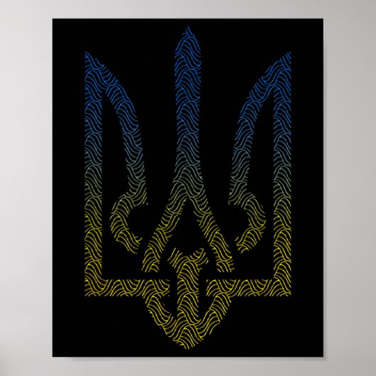 Poster Drapeau de l'Ukraine et trident ukrainien Je suis (Devant)