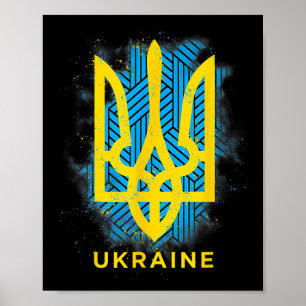 Poster Drapeau de l'Ukraine Symbole Amour Paix Et Bonne C
