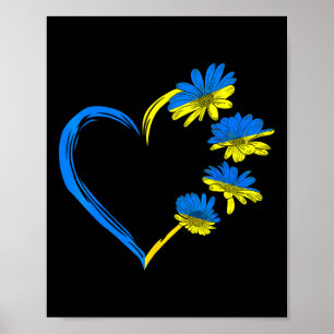 Poster Drapeau de l'Ukraine Tournesol Vintage Amoureux Uk