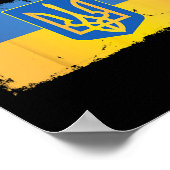 Poster Drapeau de l'Ukraine Trident Cyrillic Font Cadeau  (Coin)