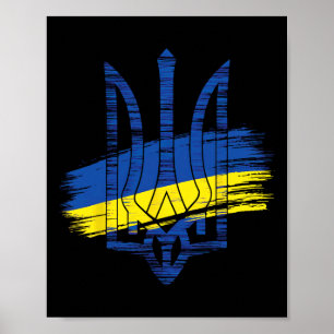 Poster Drapeau de l'Ukraine Trident Patriotique Héritage