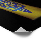 Poster Drapeau De L'Ukraine + Trident Sur Un Poing Serré  (Coin)