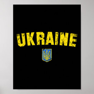 Poster Drapeau de l'Ukraine Vintage Hommes Femmes Enfants