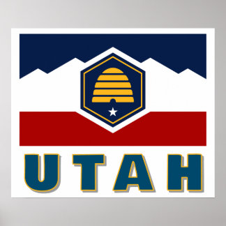 Poster Drapeau de l'Utah (drapeau de la ruche)