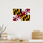 Poster Drapeau de Marylander en bois (Cuisine)
