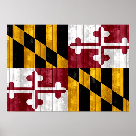 Poster Drapeau de Marylander en bois (Devant)