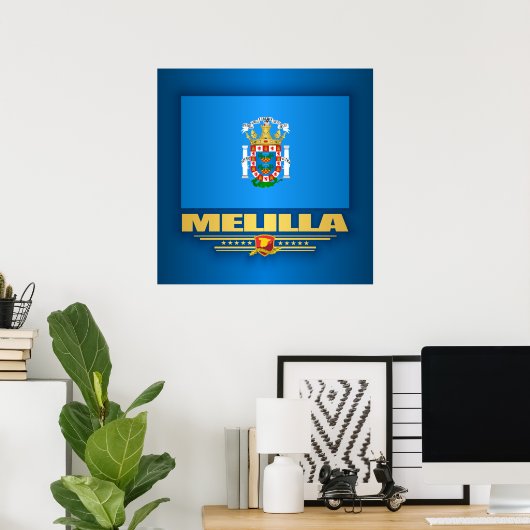 Poster Drapeau de Melilla (Bureau à domicile)