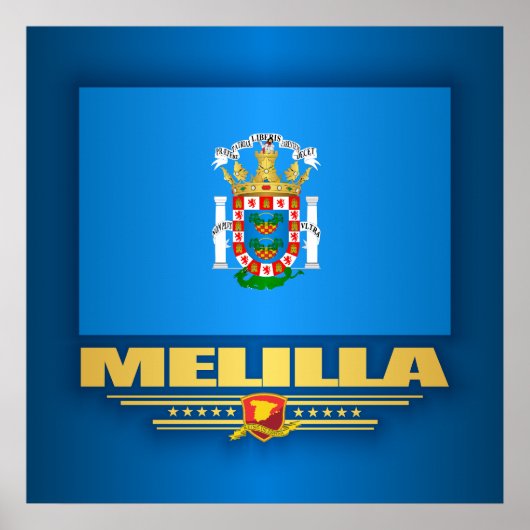 Poster Drapeau de Melilla (Devant)