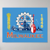 Poster Drapeau de Milwaukee, Wisconsin (Devant)