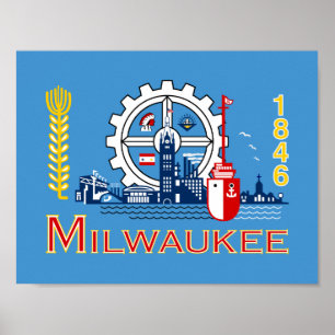 Poster Drapeau de Milwaukee, Wisconsin