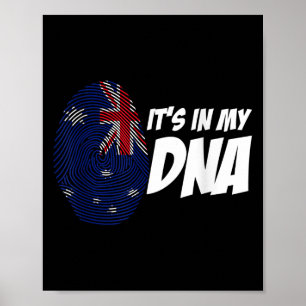 Poster Drapeau de Nouvelle-Zélande Cadeau d'empreinte dig