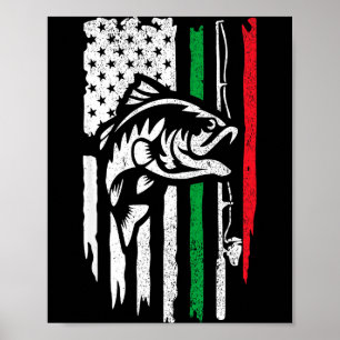 Poster Drapeau de pêche B italien américain pour pêcheur 