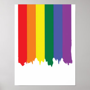 Poster Drapeau de peinture arc-en-ciel gay pride