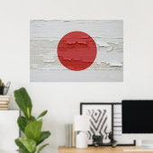 Poster Drapeau de peinture patinée du Japon (Bureau à domicile)