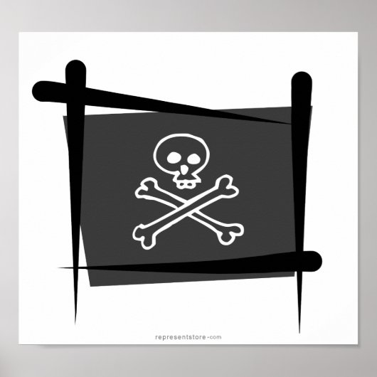 Poster Drapeau de pinceau pirate (Devant)