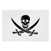 Poster Drapeau de pirate Crâne croisé épées (Devant)
