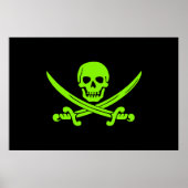 Poster Drapeau de pirate de Jolly roger vert néon (Devant)