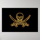 Poster Drapeau de pirate Jolly roger brillant (Devant)