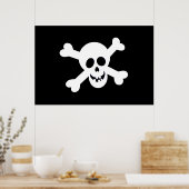 Poster Drapeau de pirate noir et blanc mignon (Cuisine)