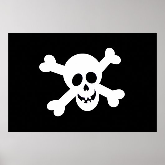 Poster Drapeau de pirate noir et blanc mignon (Devant)