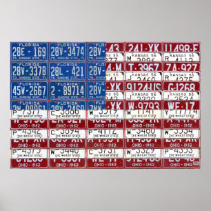 Poster Drapeau de plaque de licence des États-Unis USA 20