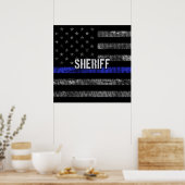 Poster Drapeau de police du shérif en détresse (Cuisine)