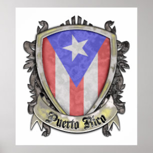Poster Drapeau de Porto Rico - crête de bouclier