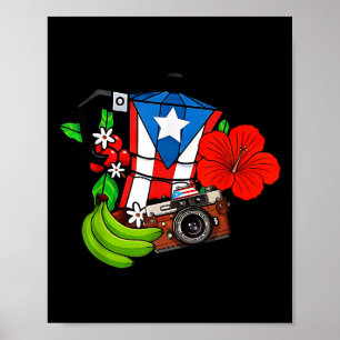 Poster Drapeau de Porto Rico Grenouille florale Boricua F
