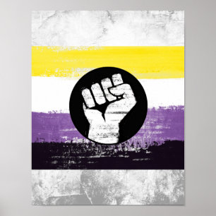 Poster Drapeau de protestation peint non binaire