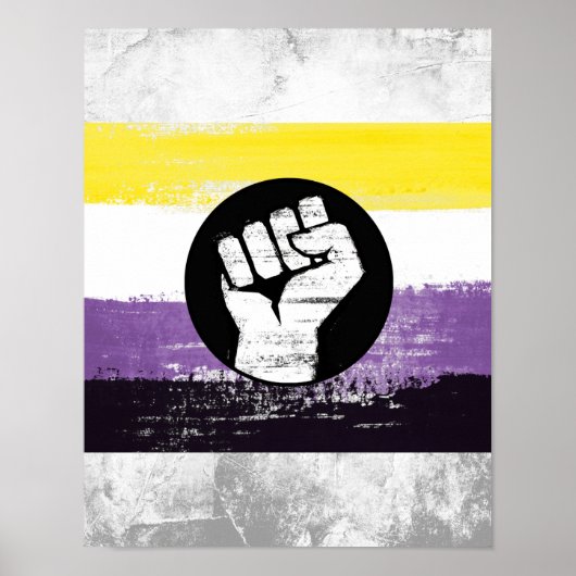 Poster Drapeau de protestation peint non binaire (Devant)