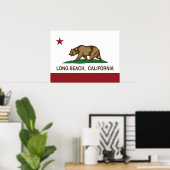 Poster Drapeau de République de Long Beach la Californie (Bureau à domicile)