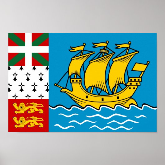 Poster Drapeau de Saint-Pierre-et-Miquelon (Devant)