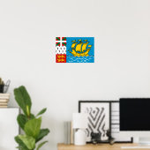 Poster Drapeau de Saint-Pierre-et-Miquelon (Bureau à domicile)