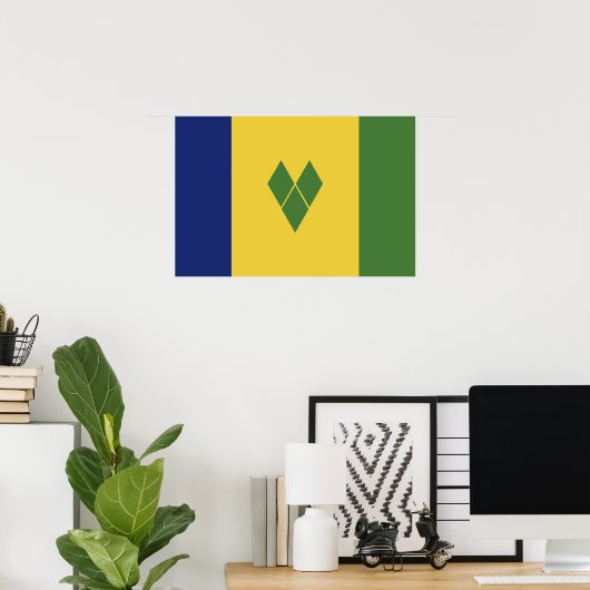Poster Drapeau de Saint-Vincent-et-les Grenadines (Bureau à domicile)