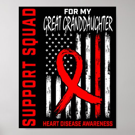 Poster Drapeau de sensibilisation à la maladie cardiaque (Devant)