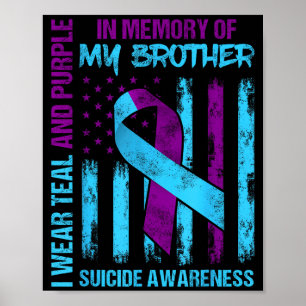 Poster Drapeau de sensibilisation au suicide en ruban vio