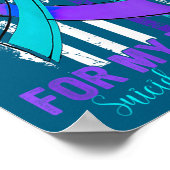 Poster Drapeau de sensibilisation au suicide ruban violet (Coin)